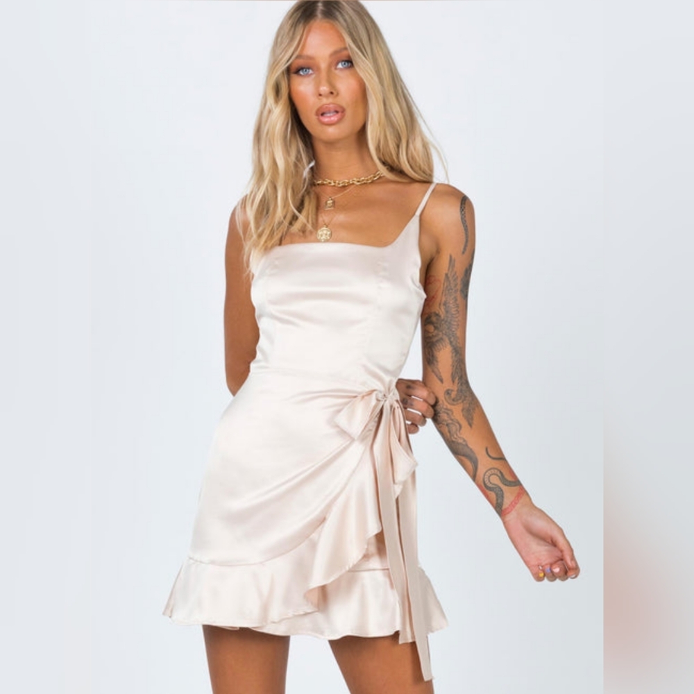 Princess Polly Cream Satin Mini Dress